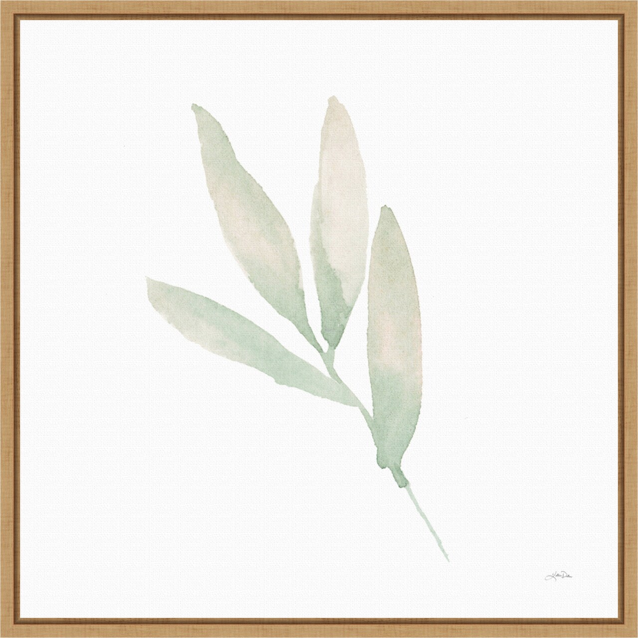 Sage Leaves III by Katrina Pete 16-in. W x 16-in. H. Canvas Wall Art Print Framed in Natural